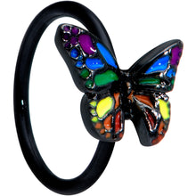 Load image into Gallery viewer, 20G 5/16 Black Rainbow Pride Butterfly Nose Hoop
