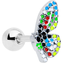 Load image into Gallery viewer, 16G 1/4 Mosaic Butterfly Cartilage Tragus Earring
