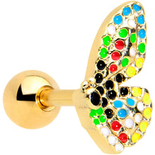 Load image into Gallery viewer, 16G 1/4 Gold Tone Mosaic Butterfly Cartilage Tragus Earring
