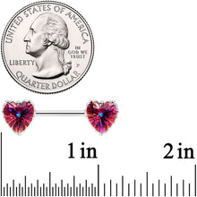 Load image into Gallery viewer, 14G 9/16 Red CZ Gem Heart Love Valentine Barbell Nipple Ring Set
