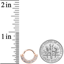 Load image into Gallery viewer, 16G 5/16 Clear CZ Gem Rose Gold Tone Double Drama Closure Ring
