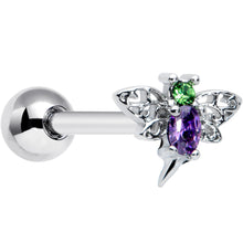 将图片加载到图库查看器，Green Purple Gem Dragonfly Barbell Tongue Ring

