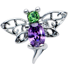 将图片加载到图库查看器，Green Purple Gem Dragonfly Barbell Tongue Ring

