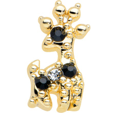 将图片加载到图库查看器，20G 1/4 Black Gem Gold Tone Decadent Deer Nose Bone
