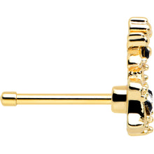 将图片加载到图库查看器，20G 1/4 Black Gem Gold Tone Decadent Deer Nose Bone

