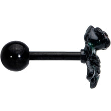 将图片加载到图库查看器，16G 1/4 Black Skeleton Flower Halloween Cartilage Tragus Earring
