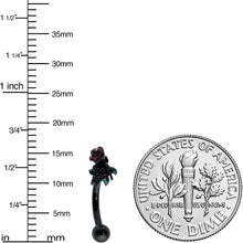 将图片加载到图库查看器，16G 5/16 Black Skeleton Flower Halloween Curved Eyebrow Ring
