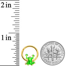 Load image into Gallery viewer, 16G 3/8 Gold Tone Green Tree Frog Hinged Segment Ring
