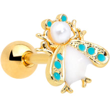 Load image into Gallery viewer, 16G 1/4 White Gem Gold Tone Snow Bug Cartilage Tragus Earring
