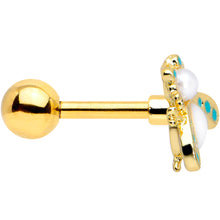 Load image into Gallery viewer, 16G 1/4 White Gem Gold Tone Snow Bug Cartilage Tragus Earring
