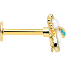 Load image into Gallery viewer, 16G 5/16 White Gem Gold Tone Snow Bug Labret Monroe Tragus
