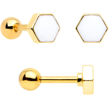 将图片加载到图库查看器，16G 1/4 Black CZ Gem Gold Tone Beehive Cartilage Earring Set of 3
