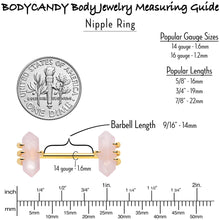 Load image into Gallery viewer, 14G 9/16 Pink Rose Quartz Gold Tone Claw Barbell Nipple Ring Set
