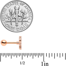 Load image into Gallery viewer, 16G 1/4 Clear CZ Gem Rose Gold Tone Geometric Web Tragus Earring
