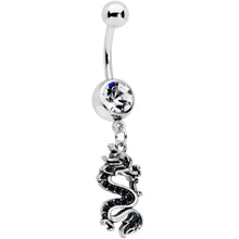 将图片加载到图库查看器，Clear Gem Regal Medieval Dragon Dangle Belly Ring
