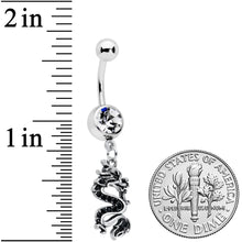 将图片加载到图库查看器，Clear Gem Regal Medieval Dragon Dangle Belly Ring
