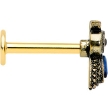 Load image into Gallery viewer, 16G 5/16 Blue Gem Gold Tone Wide Eyed Owl Labret Monroe Tragus
