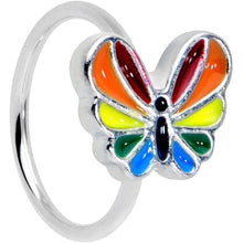Load image into Gallery viewer, 20G 5/16 Pride Rainbow Stripes Butterfly Nose Hoop
