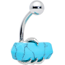 Load image into Gallery viewer, Blue Turquoise Stone Claw Belly Ring
