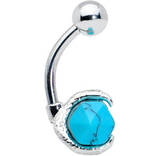 Load image into Gallery viewer, Blue Turquoise Stone Claw Belly Ring
