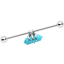 Load image into Gallery viewer, 14G Blue Turquoise Claw Industrial Barbell 38mm
