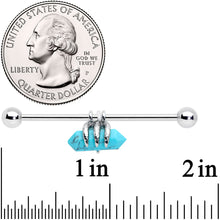 Load image into Gallery viewer, 14G Blue Turquoise Claw Industrial Barbell 38mm
