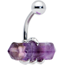 将图片加载到图库查看器，Purple Amethyst Stone Claw Belly Ring
