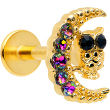 Load image into Gallery viewer, 16G 5/16 Aurora Black Gem Gold Tone Owl Moon Labret Monroe Tragus
