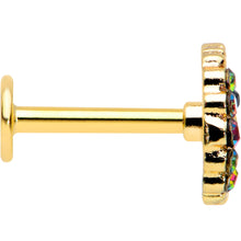 Load image into Gallery viewer, 16G 5/16 Aurora Black Gem Gold Tone Owl Moon Labret Monroe Tragus
