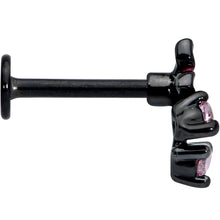 Load image into Gallery viewer, 16G 5/16 Pink Gem Black Fanciful Flower Labret Monroe Tragus
