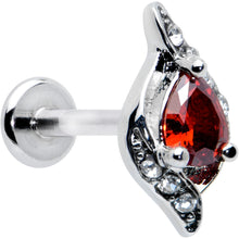 Load image into Gallery viewer, 16G 5/16 Clear Red Gem Swirling Oval Labret Monroe Tragus
