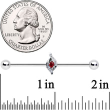Load image into Gallery viewer, 14G Clear Red Gem Swirling Oval Industrial Barbell 38mm

