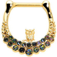Load image into Gallery viewer, 16G 5/16 Aurora Gem Gold Tone Owl Moon Cartilage Clicker
