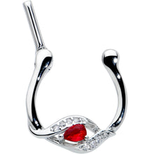 Load image into Gallery viewer, 16G 1/4 Clear Red Gem Swirling Oval Cartilage Clicker
