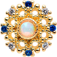 Load image into Gallery viewer, 16G 1/4 White Synthetic Opal Gold Tone Sun Labret Monroe Tragus
