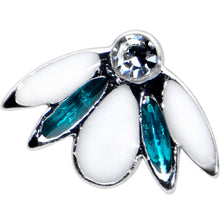 Load image into Gallery viewer, 16G 1/4 Clear Blue Gem White Leaves Labret Monroe Tragus
