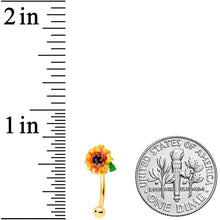 Load image into Gallery viewer, 16G 5/16 Gold Tone Summer Sunflower Curved Eyebrow Ring
