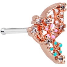 Load image into Gallery viewer, 20G 1/4 Clear CZ Gem Rose Gold Tone Abstract Butterfly Nose Bone

