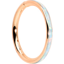 将图片加载到图库查看器，16G 3/8 Synth Opal Rose Gold Tone Sleek Forward Face Segment Ring
