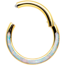 将图片加载到图库查看器，16G 5/16 Synth Opal Gold Tone Bottom Curve Hinged Segment Ring
