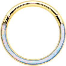 将图片加载到图库查看器，16G 3/8 Synth Opal Gold Tone Bottom Curve Hinged Segment Ring
