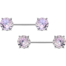 Load image into Gallery viewer, 14G 9/16 Pink Gem Simply Elegant Barbell Nipple Ring Set
