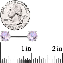 Load image into Gallery viewer, 14G 9/16 Pink Gem Simply Elegant Barbell Nipple Ring Set
