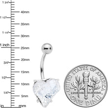 Load image into Gallery viewer, Clear Gem Big Heart Valentines Belly Ring
