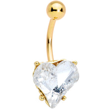 Load image into Gallery viewer, Clear Gem Gold Tone Big Heart Valentines Belly Ring
