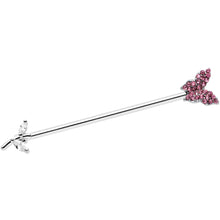 Load image into Gallery viewer, 14G Clear Pink CZ Gem Branch Butterfly Industrial Barbell 38mm
