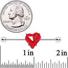 Load image into Gallery viewer, 14G Red Gem Heart Love Valentines Day Industrial Barbell 38mm
