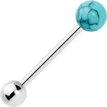 Load image into Gallery viewer, Blue Turquoise Blues Beauty Barbell Tongue Ring
