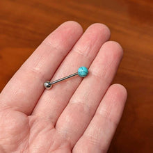 Load image into Gallery viewer, Blue Turquoise Blues Beauty Barbell Tongue Ring
