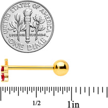 Load image into Gallery viewer, Red Green Gem Gold Tone Tasty Cherry Fruit Barbell Tongue Ring
